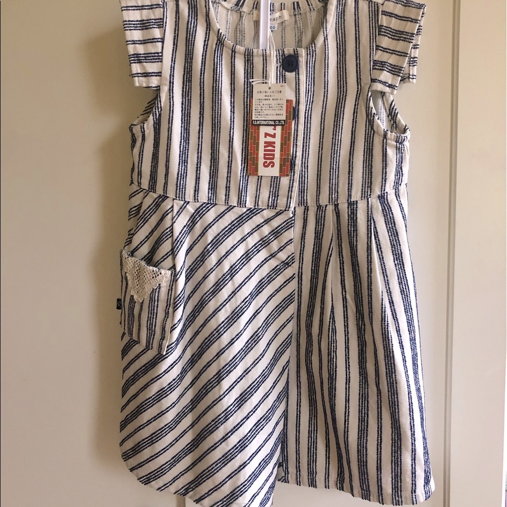 100% cotton blue & cream dress Embellished. 3-4yrs Never worn.  Retail $49.95